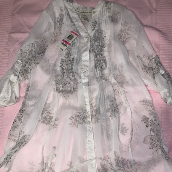 NWT American Rag WT sheer tunic blk & gray design - Picture 1 of 4